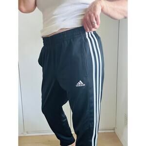 AdidasTrack Pants Size Medium/Large Slim Fit Black White Classic stripe Workout